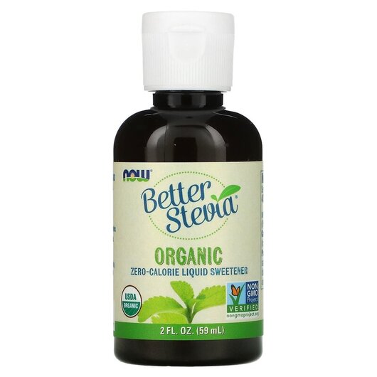 Основне фото товару Organic Better Stevia Zero-Calorie Liquid Sweetener Основне фото товару NOW Foods, Stevia, Стевія, 60 мл