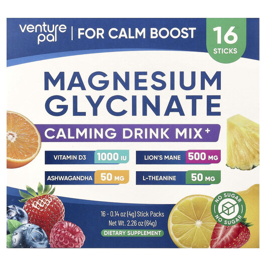 Основное фото товара Magnesium Glycinate Calming Drink Mix Основное фото товара Поддержка стресса, Magnesium Glycinate Calming Drink Mix, 16 шт