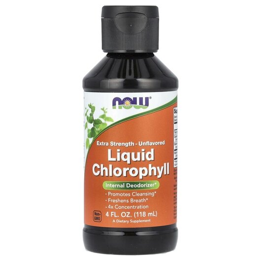 Основне фото товару Liquid Chlorophyll Unflavored Основне фото товару NOW Foods, Liquid Chlorophyll Unflavored, Хлорофіл, 118 мл