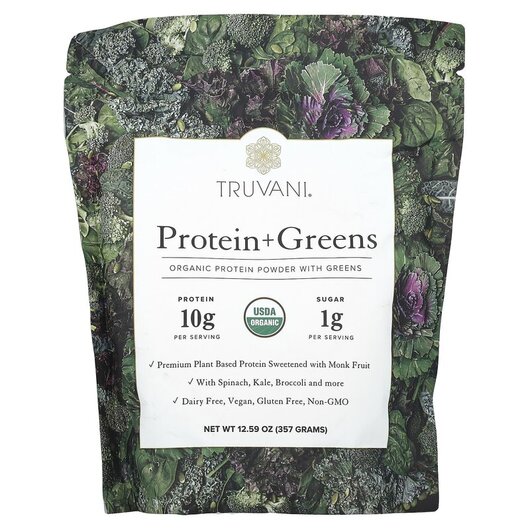 Основне фото товару Truvani, Protein + Greens, Протеїн, 357 г