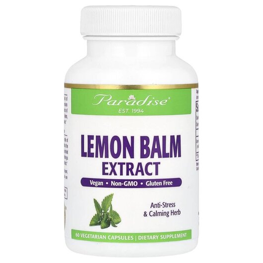 Основное фото товара Paradise Herbs, Мелисса, Lemon Balm, 60 капсул