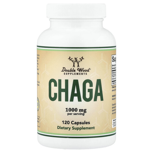 Основне фото товару Double Wood Supplements, Chaga, Гриби Чага, 120 капсул