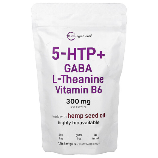 Основне фото товару 5 HTP + Gaba L-Theanine Vitamin B6, ГАМК, 240 капсул