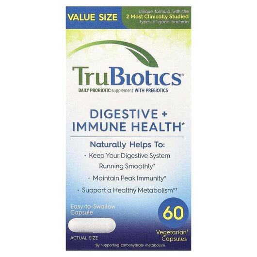 Основное фото товара TruBiotics, Пробиотики, Digestive + Immune Health, 60 капсул