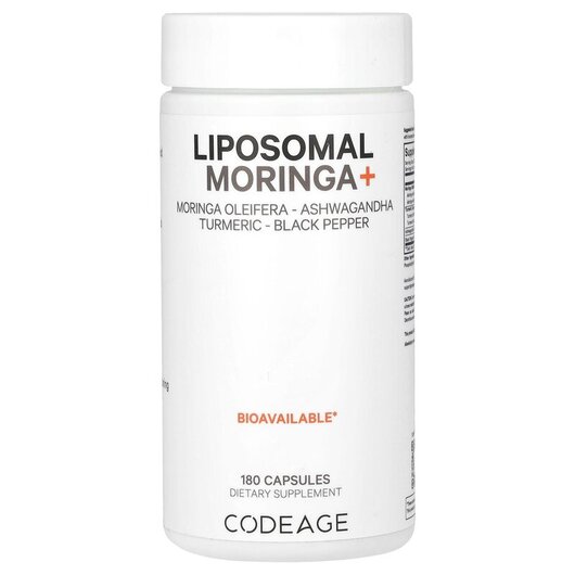 Основное фото товара Liposomal Moringa+ Основное фото товара CodeAge, Моринга, Liposomal Moringa+, 180 капсул