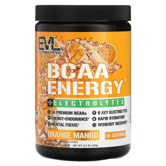 Основне фото товару BCAA Energy Plus Electrolytes Orange Mango, БЦАА, 333 г