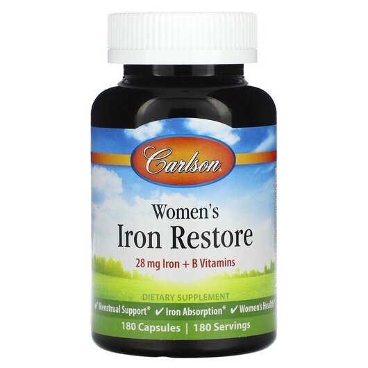 Основное фото товара Women's Iron Restore Основное фото товара Carlson, Железо, Women's Iron Restore, 180 капсул