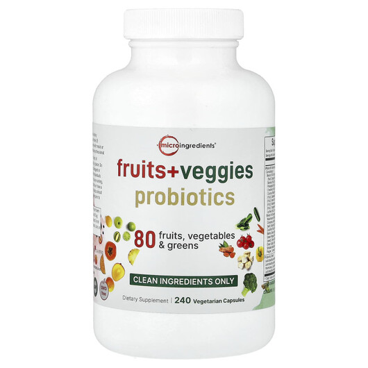 Основное фото товара Micro Ingredients, Пробиотики, Fruits + Veggies Probiotics, 240 к