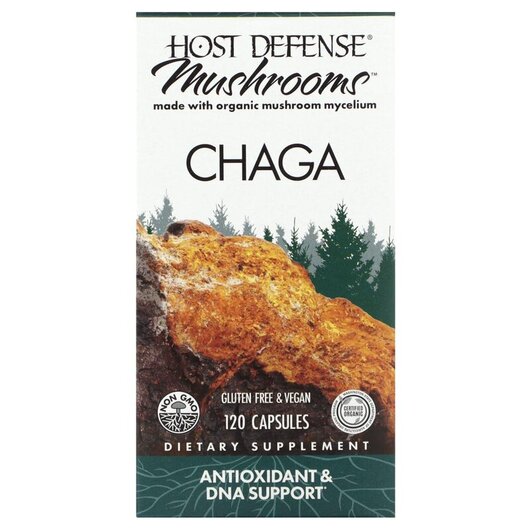 Основне фото товару Host Defense Mushrooms, Chaga, Гриби Чага, 120 капсул