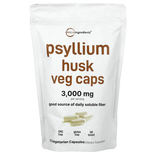 Основне фото товару Micro Ingredients, Psyllium Husk, Псиліум, 500 капсул