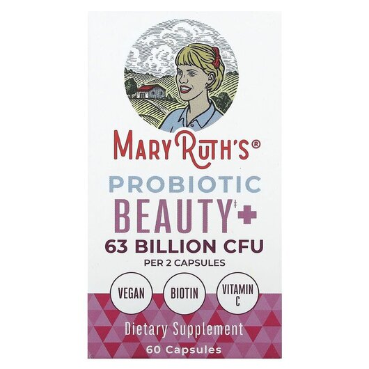 Основне фото товару Probiotic Beauty+ 63 Billion CFU Основне фото товару MaryRuth's, Probiotic Beauty+ 63 Billion CFU, Пробіотики, 60