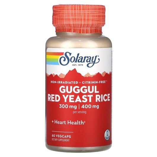 Основное фото товара Solaray, Гуггул, Guggul Red Yeast Rice, 60 капсул
