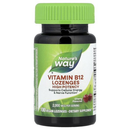 Основное фото товара Nature's Way, B12 Вишня 2000 мкг, Vitamin B12 Lozenges, 100 