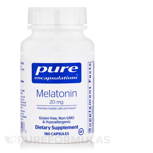 Основне фото товару Pure Encapsulations, Melatonin 20 mg, Мелатонін, 180 капсул