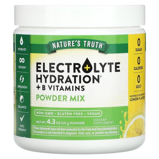 Основное фото товара Electrolyte Hydration + B Vitamins Powder Mix Lemon, Электролиты,