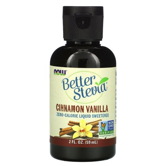 Основне фото товару Better Stevia Zero-Calorie Liquid Sweetener Cinnamon Vanilla Основне фото товару NOW Foods, Better Stevia Cinnamon, Стевія Кориця Ваніль, 60 мл