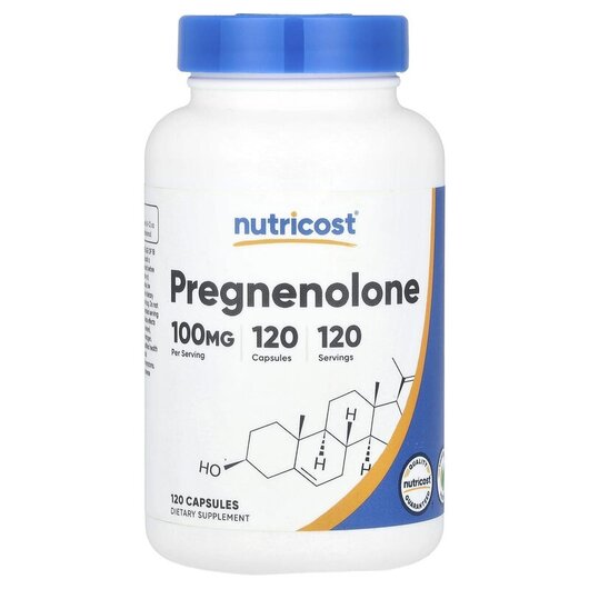 Основне фото товару Pregnenolone 100 mg Основне фото товару Nutricost, Pregnenolone 100 mg, Прегненолон, 120 капсул