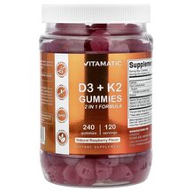 Вітаміни D3 K2 D3 + K2 Gummies Natural Raspberry Vitamatic Вітаміни D3 K2 D3 + K2 Gummies Natural Raspberry Vitamatic