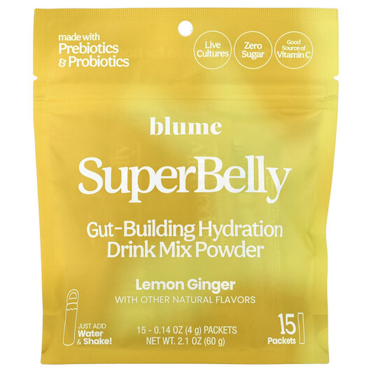 Основне фото товару SuperBelly Gut-Building Hydration Drink Mix Powder Lemon, Електро