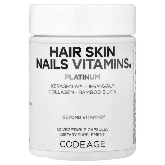 Основное фото товара Hair Skin Nails Vitamins Platinum Основное фото товара CodeAge, Витамины, Hair Skin Nails Vitamins Platinum, 60 капсул
