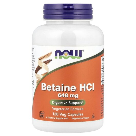 Основное фото товара Betaine HCL 648 mg Основное фото товара NOW Foods, Бетаин 648 мг, Betaine HCL 648 mg, 120 капсул