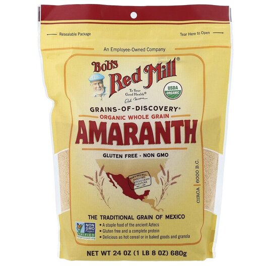 Основное фото товара Bob's Red Mill, Зерновые культуры, Organic Amaranth Whole Gr