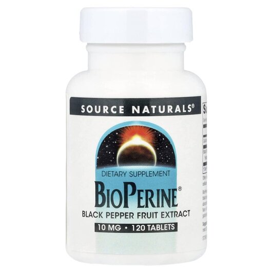 Основне фото товару Source Naturals, BioPerine 10 mg, Чорний перець, 120 таблеток