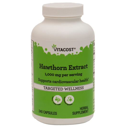 Основное фото товара Vitacost, Боярышник, Hawthorn Extract 1000 mg per serving, 240 ка
