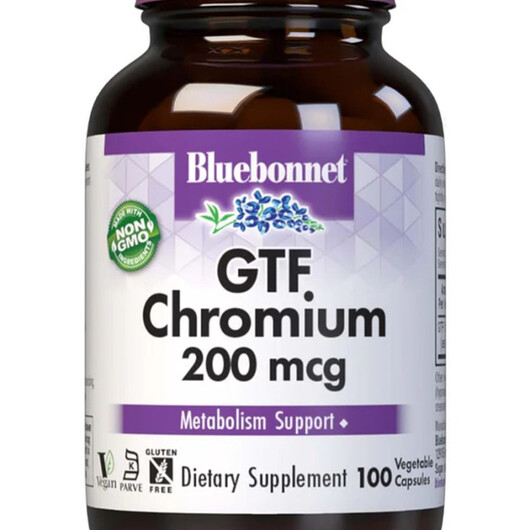 Основне фото товару GTF Chromium Основне фото товару Bluebonnet Nutrition, GTF Chromium, Хром, 100 капсул