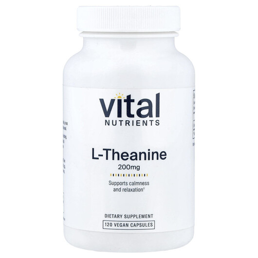Основне фото товару Vital Nutrients, L-Theanine 200 mg, L-Теанін, 120 капсул