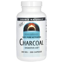 Charcoal 260 mg 200 Древесный уголь 260 мг Source Naturals