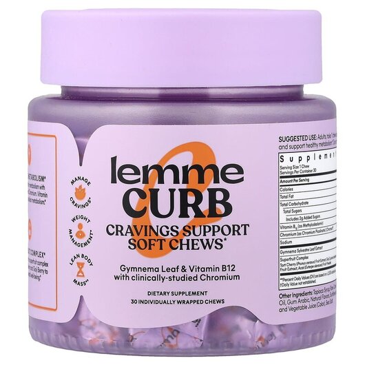 Основне фото товару Curb Cravings Support Mixed Fruit Основне фото товару Lemme, Curb Cravings Support Mixed Fruit, Контроль ваги, 30 табле