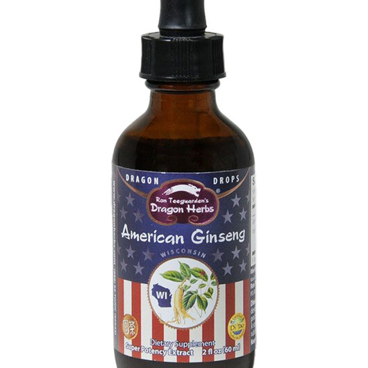 Основное фото товара American Ginseng Drops Основное фото товара Dragon Herbs, Женьшень, American Ginseng Drops, 60 мл