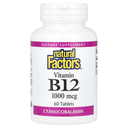 Основное фото товара Vitamin B12 1000 mcg Основное фото товара Natural Factors, Витамин B12, Vitamin B12 1000 mcg, 60 капсул