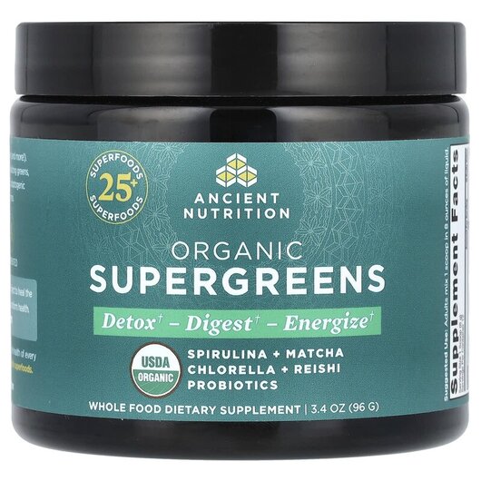 Основное фото товара Ancient Nutrition, Супергринс, Organic SuperGreens, 96 г