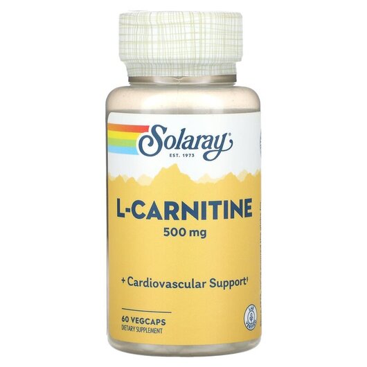 Основное фото товара Solaray, L-Карнитин, L-Carnitine 500 mg, 60 Vegcaps