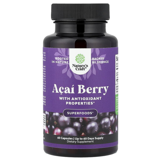 Основне фото товару Nature's Craft, Acai Berry, Ягоди Асаї, 60 капсул