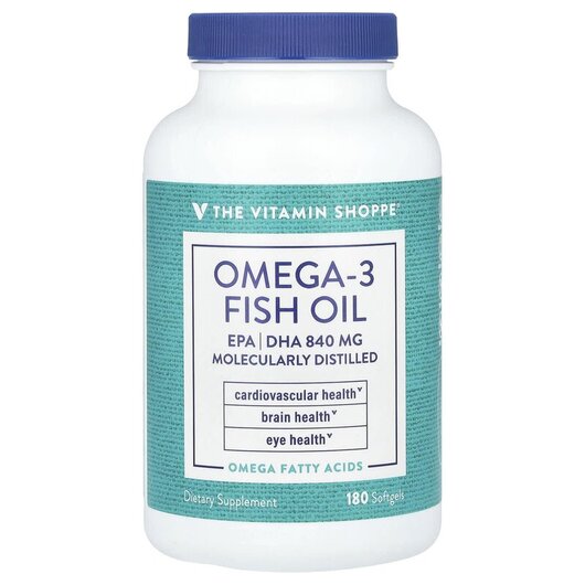 Основне фото товару TheVitaminShoppe, Omega-3 Fish Oil EPA/DHA 840 mg, Омега 3, 180 к