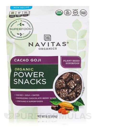 Основне фото товару Organic Power Snacks Cacao Goji Основне фото товару Organic Power Snacks Cacao Goji, N-ацетилцистеїн, 454 г