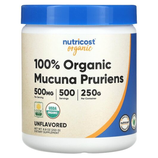 Основное фото товара Nutricost, Мукуна, 100% Organic Mucuna Pruriens, 250 г