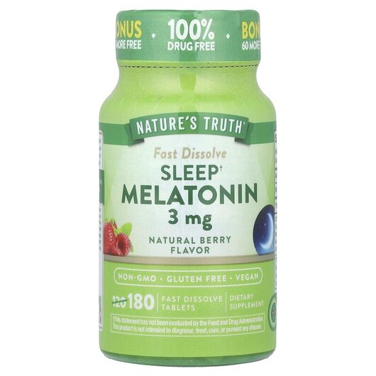 Основное фото товара Melatonin Natural Berry 3 mg Основное фото товара Nature's Truth, Мелатонин, Melatonin Natural Berry 3 mg, 180