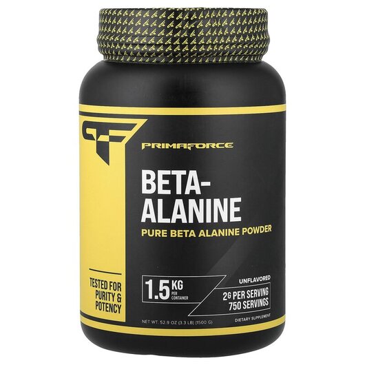 Основне фото товару Beta-Alanine Unflavored Основне фото товару Primaforce, Beta-Alanine Unflavored, Бета-аланін, 1500 г