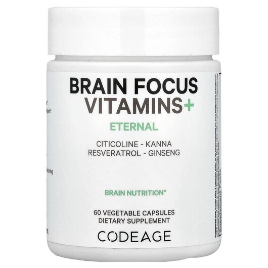 Основне фото товару Brain Focus Vitamins+ Основне фото товару CodeAge, Brain Focus Vitamins+, Підтримка мозку, 60 капсул