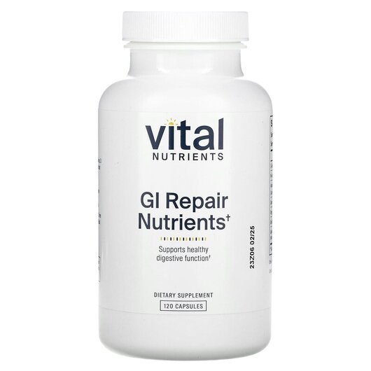Основное фото товара GI Repair Nutrients Основное фото товара Vital Nutrients, Поддержка кишечника, GI Repair Nutrients, 120 ка