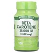 Фото товару Beta Carotene 25000 IU 7500 mcg, Вітамін А Ретінол, 100 капсул