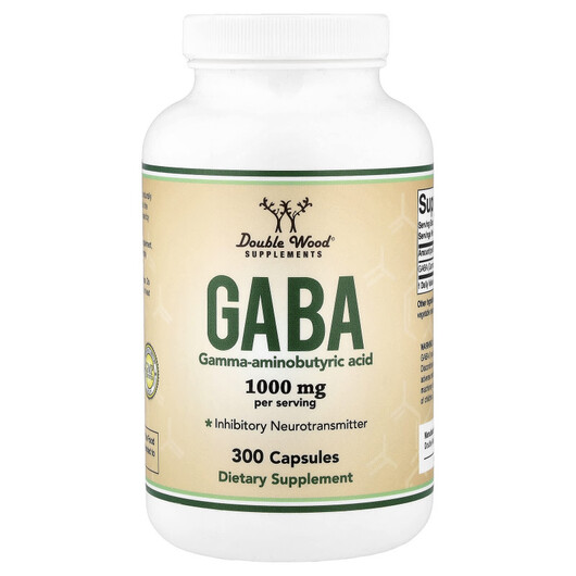 Основне фото товару Double Wood Supplements, GABA, ГАМК, 300 капсул