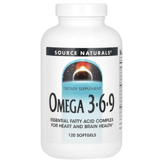 Основне фото товару Source Naturals, Omega 3 6 9 120, Omega 3-6-9, 120 капсул