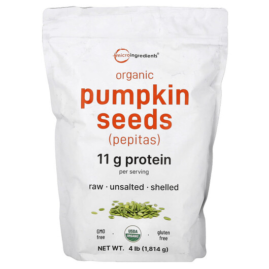 Основне фото товару Organic Pumpkin Seeds Unsalted, Гарбузова олія, 1814 г