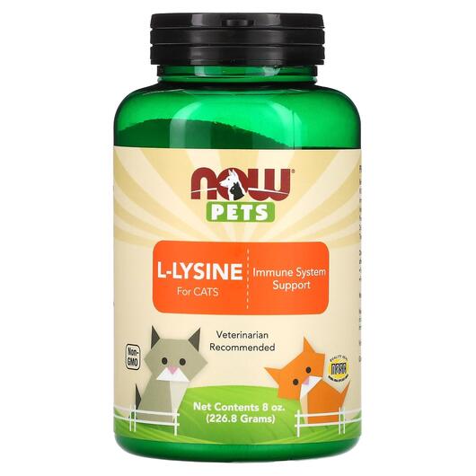 Основне фото товару NOW Foods, Pets L-Lysine for Cats, Лізин для кішок, 226.8 г