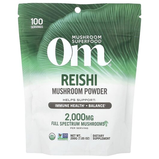 Основне фото товару Mushroom Powder Reishi Основне фото товару Om Mushroom Superfood, Mushroom Powder Reishi, Гриби Рейші, 200 г